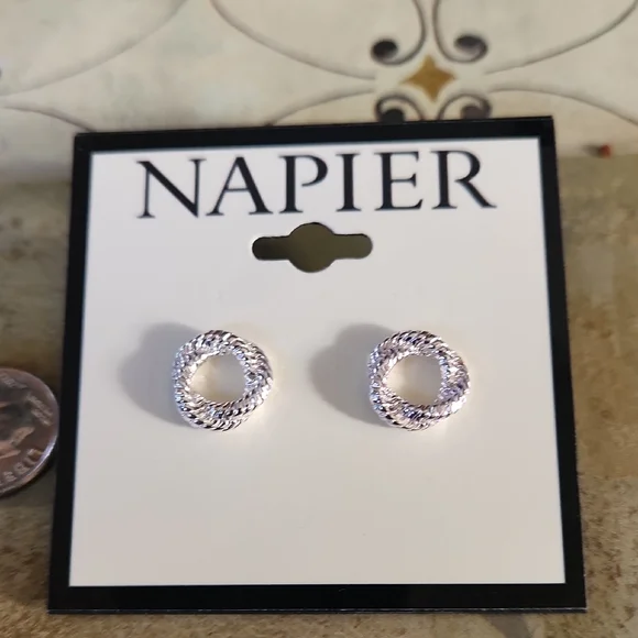 Napier Silver Braided Earrings - Picture 1 of 3